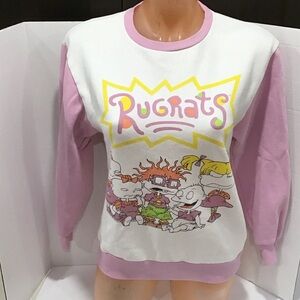 Rugrats Women's Pink and White Sweater